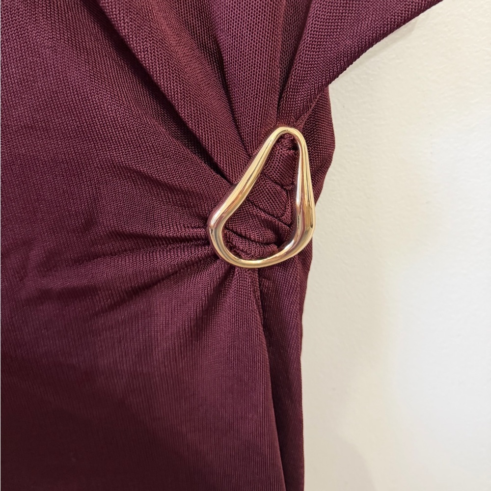 SRG Mehek Asymmetric Knit Dress in Oxblood - Picture 8 of 11